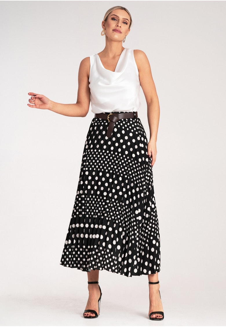Fusta plisata neagra - talie inalta - poliester -