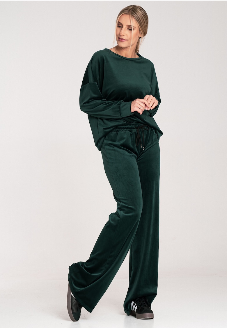 Trening dama poliester/elastan - verde intens - hanorac lejer - pantaloni lungi -