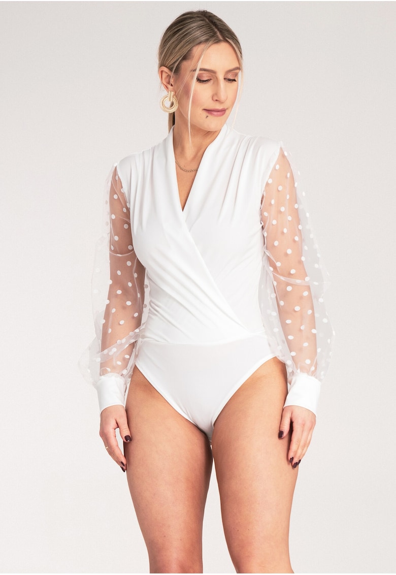 Body elegant dama -  Poliester/Elastan - Alb -