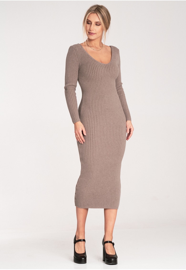Rochie midi mulata - bej - viscoza -