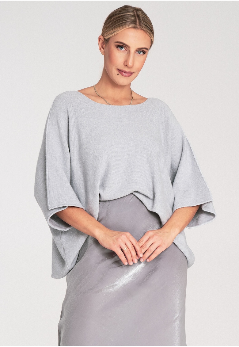 Pulover dama gri - larg - din material moale - pulover supradimensionat -