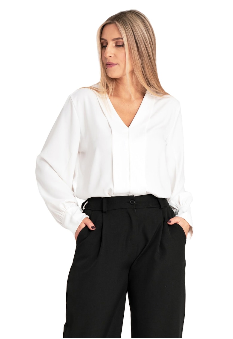 Camasa dama satin - alb - croiala moderna - confortabila - poliester -