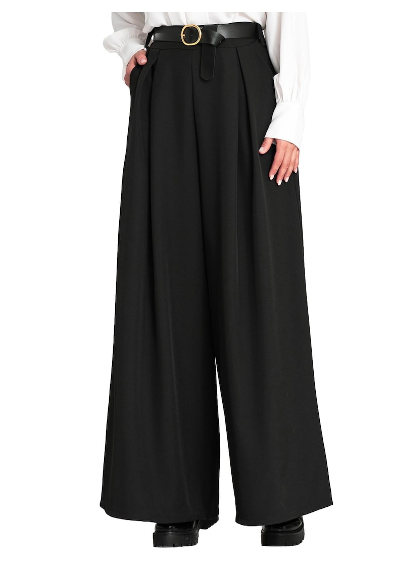 Pantaloni dama - eleganti - negru - poliester-elastan -