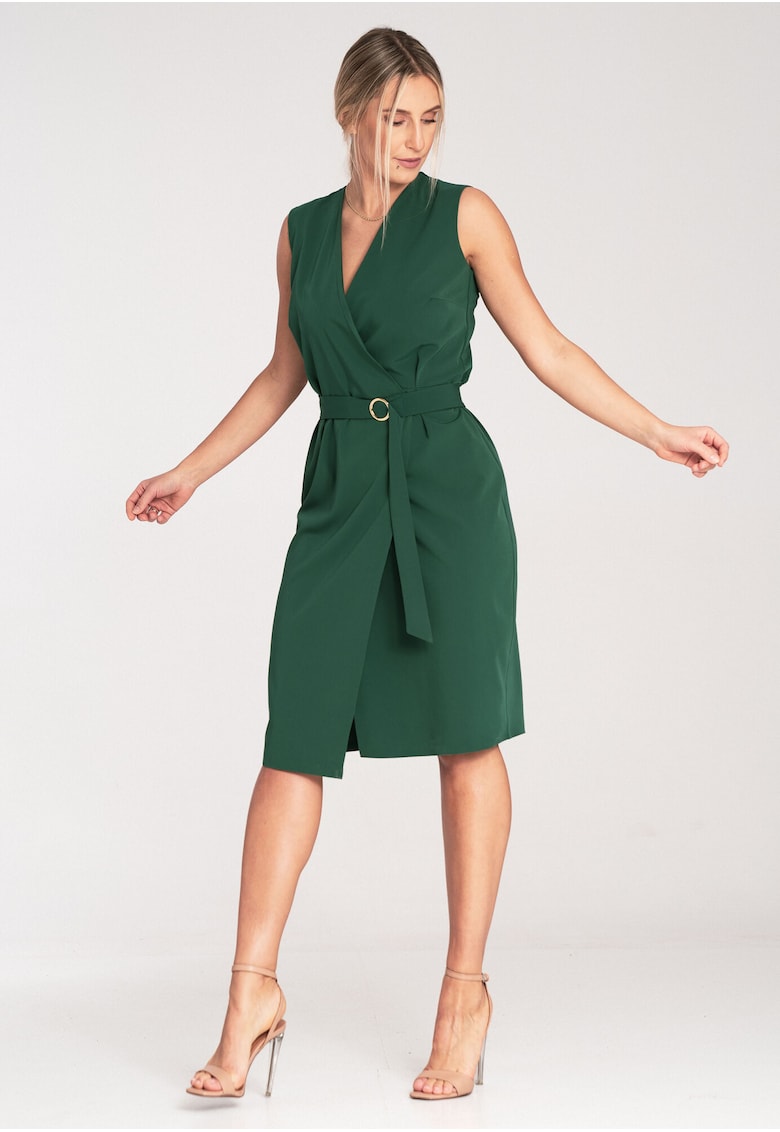 Rochie midi verde cu eleganta - poliester Rochie midi verde cu eleganta - poliester