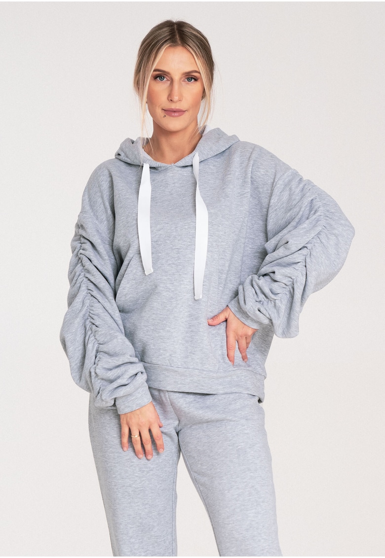 Hanorac dama - M1055 - maneci largi - gri - bumbac