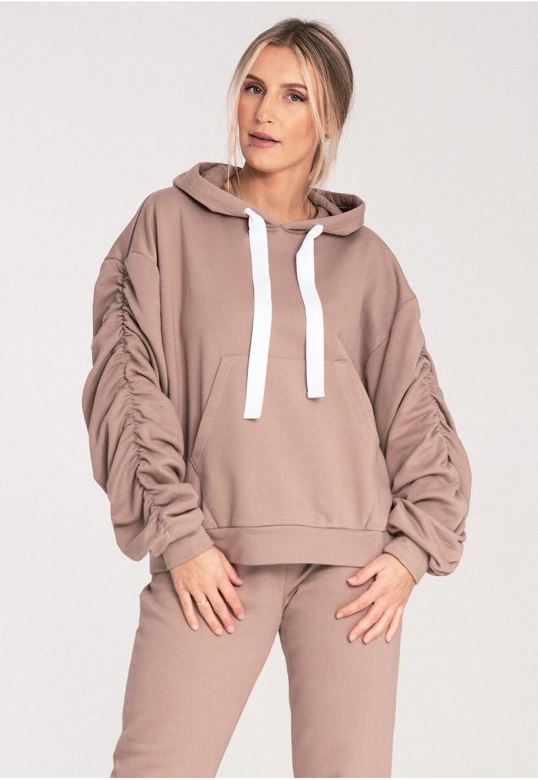 Hanorac dama - M1055 - maneci largi - bej - bumbac