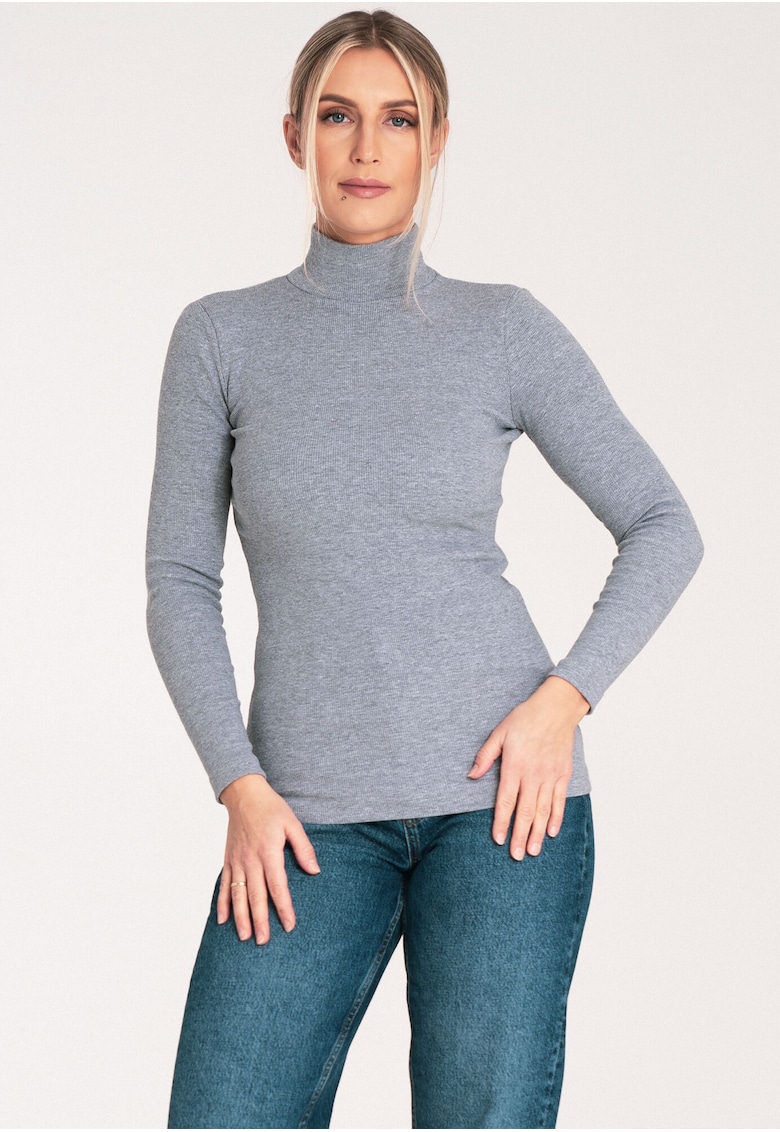 Bluza dama pe gat - Bumbac/Elastan - Gri Bluza dama pe gat - Bumbac/Elastan - Gri