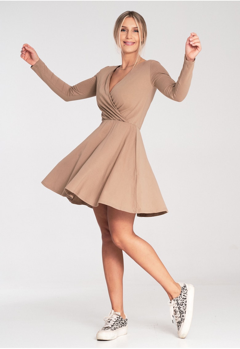 Rochie bumbac - evazata - bej