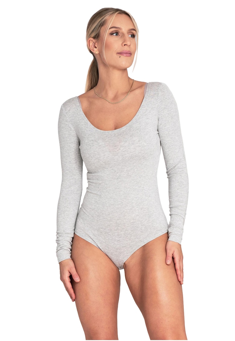 Body gri - maneca lunga - viscoza/elastan -