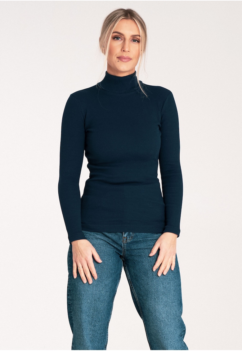 Bluza dama pe gat - Bumbac/Elastan - Bleumarin