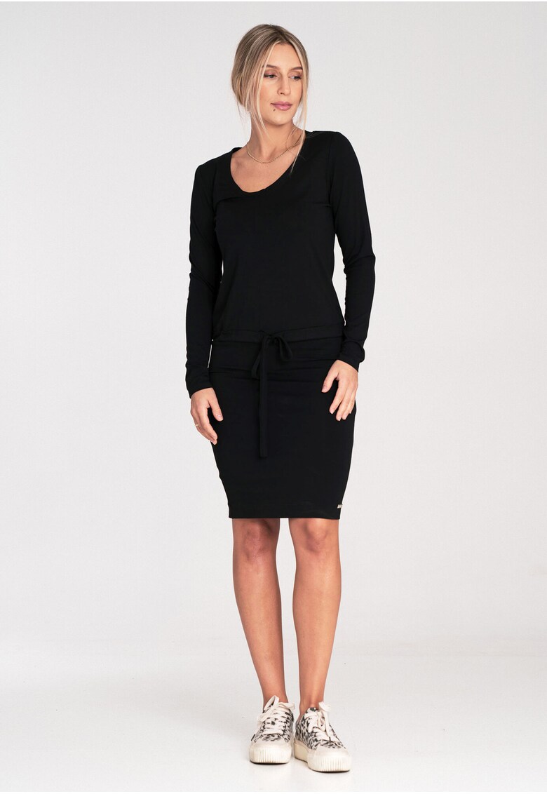 Rochie scurta - neagra - din viscoza -