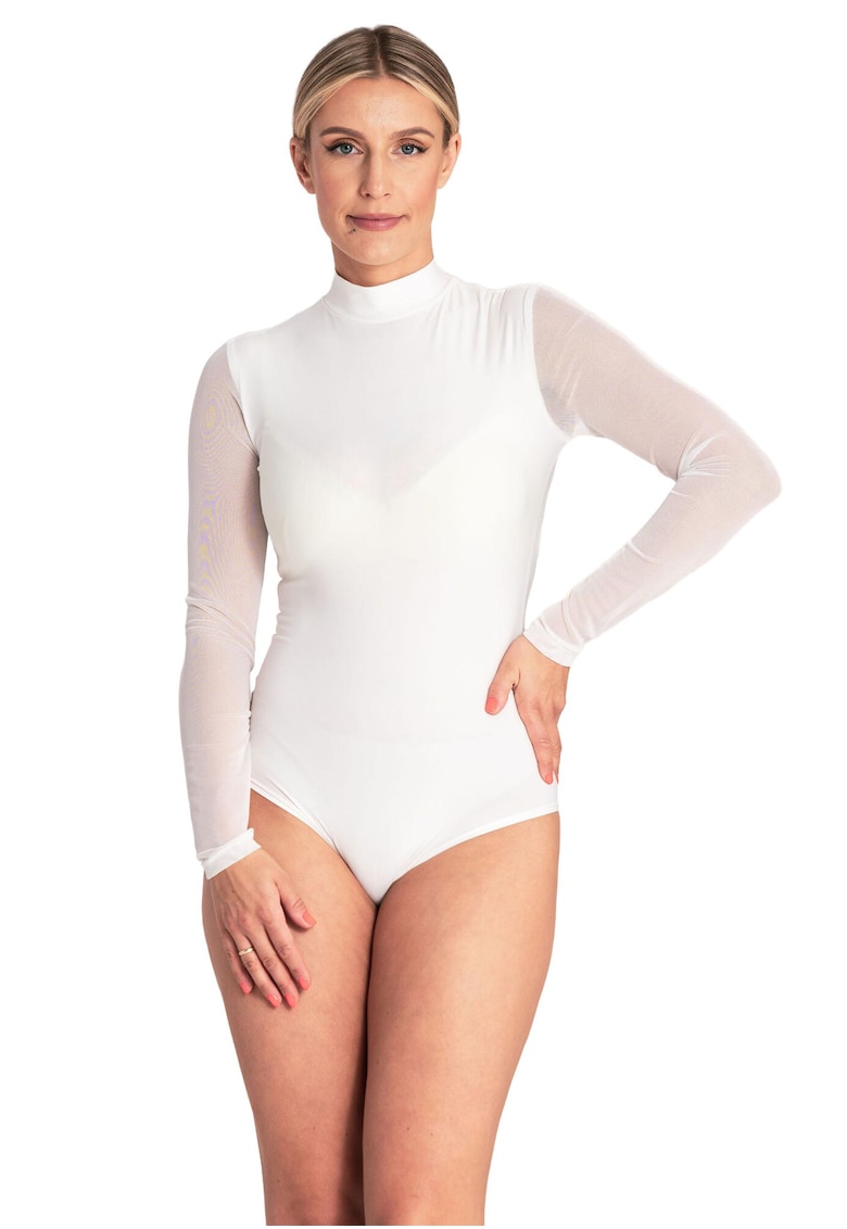 Body elegant maneca lunga - ecru - viscoza si elastan