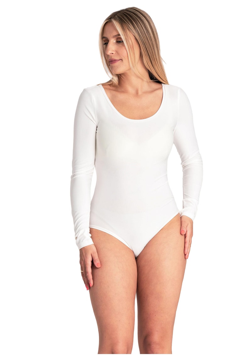Body elegant ecru - maneci lungi - material subtire - versatil - poliester -