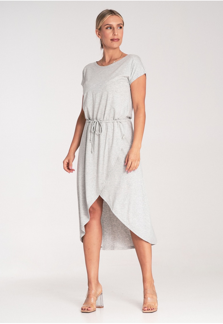 Rochie midi asimetrica - gri - viscoza