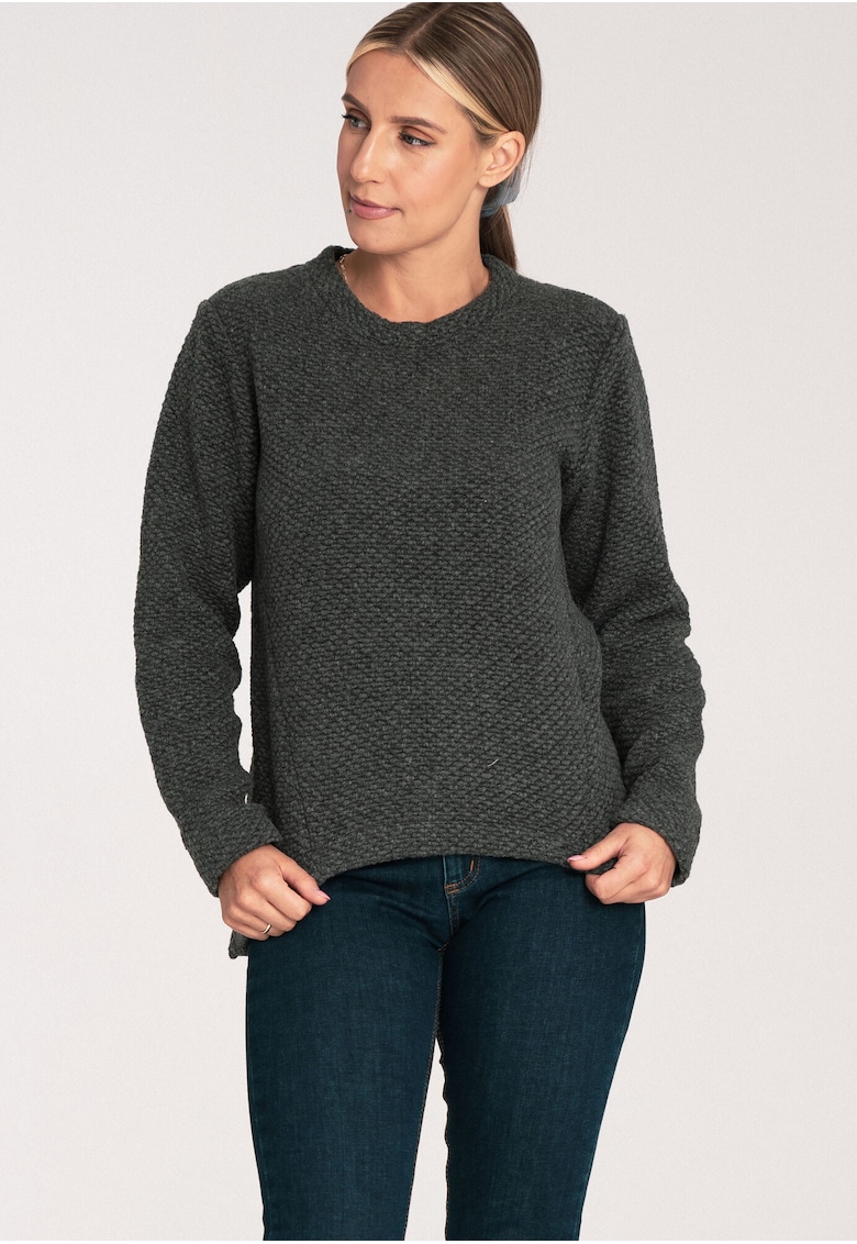 Pulover de lana pentru femei M1044 - asimetric - gri inchis - confortabil - minimalist