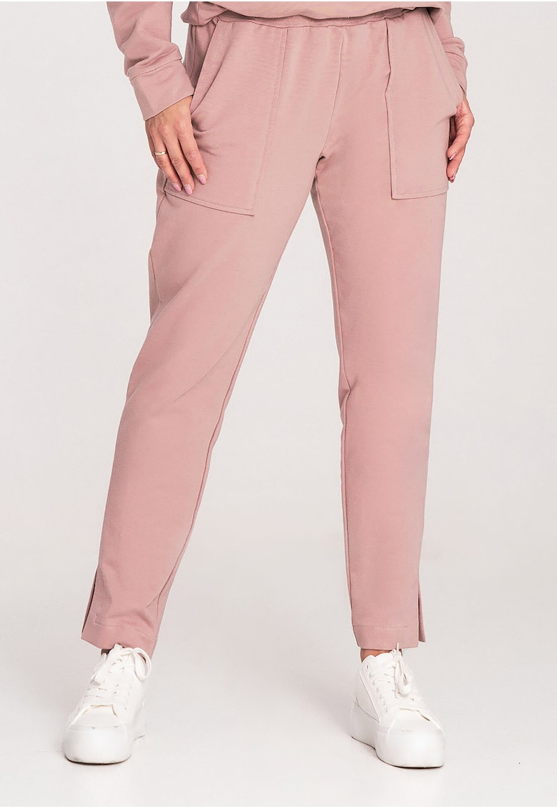 Pantaloni dama - M1035 - roz inchis - bumbac/elastan