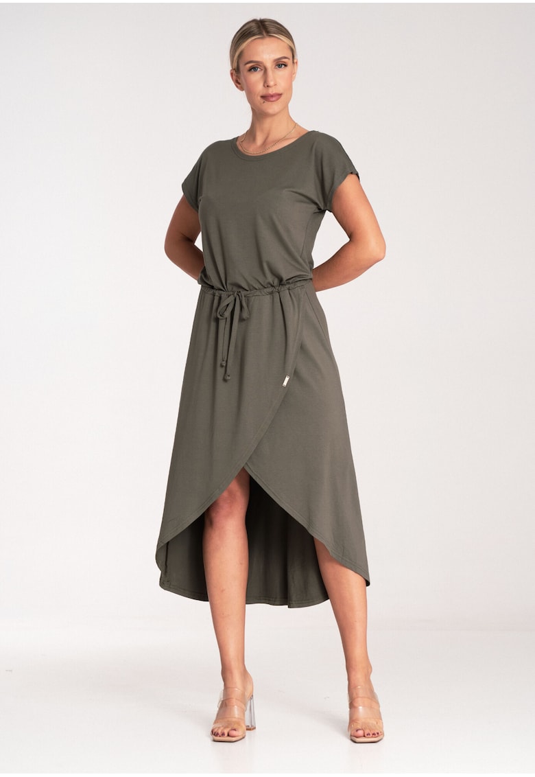 Rochie midi M1041 - asimetrica - verde - viscoza