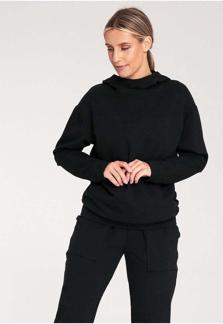 Hanorac dama -  M1034 - negru - bumbac/elastan