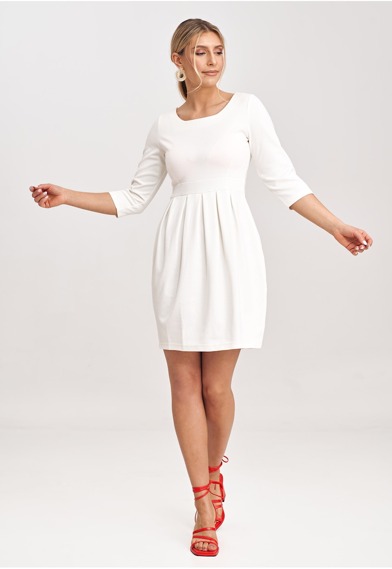 Rochie usor evazata - ecru - poliester