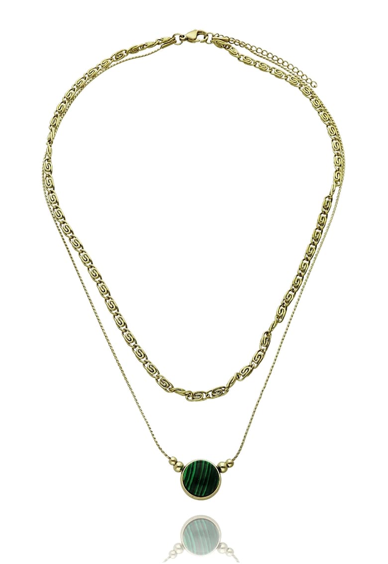 Colier placat cu aur cu piatra verde FN99904