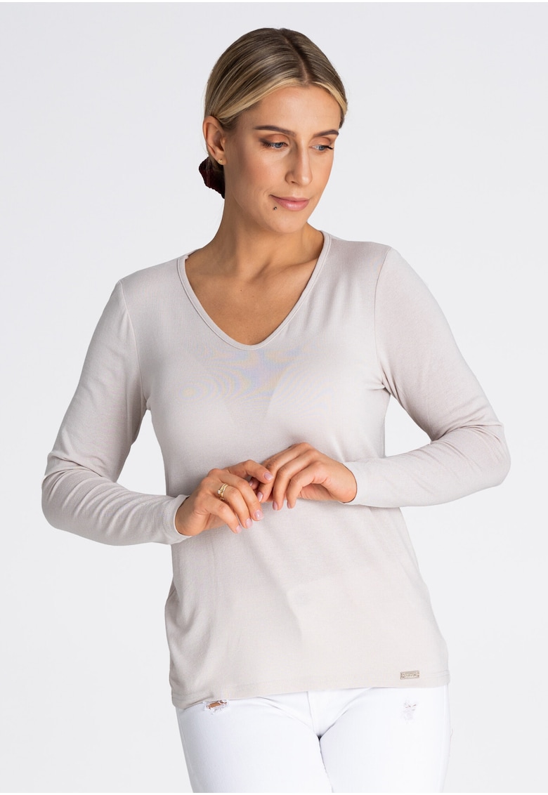 Bluza dama -  Viscoza/Elastan - Maneca lunga - Crem