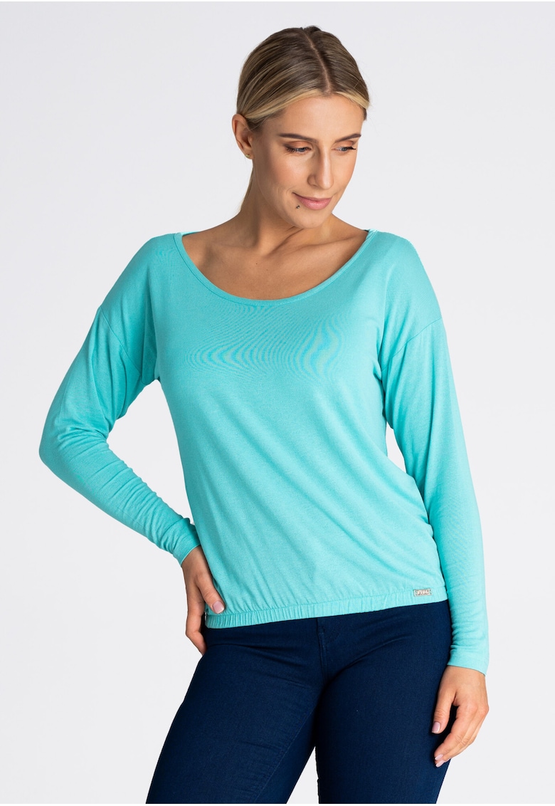 Bluza dama M981 - albastru - amestec viscoza-elastan - croi elegant - maneci lungi