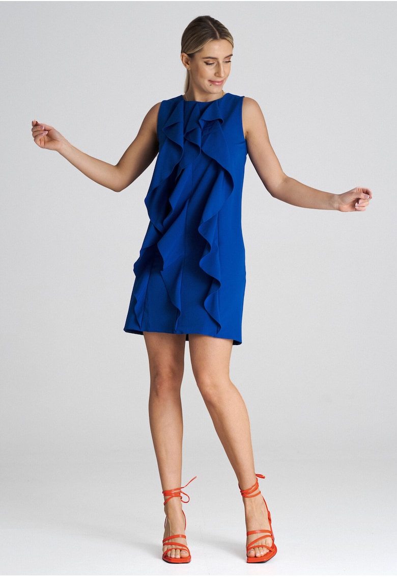 Rochie trapez eleganta - poliester - albastru