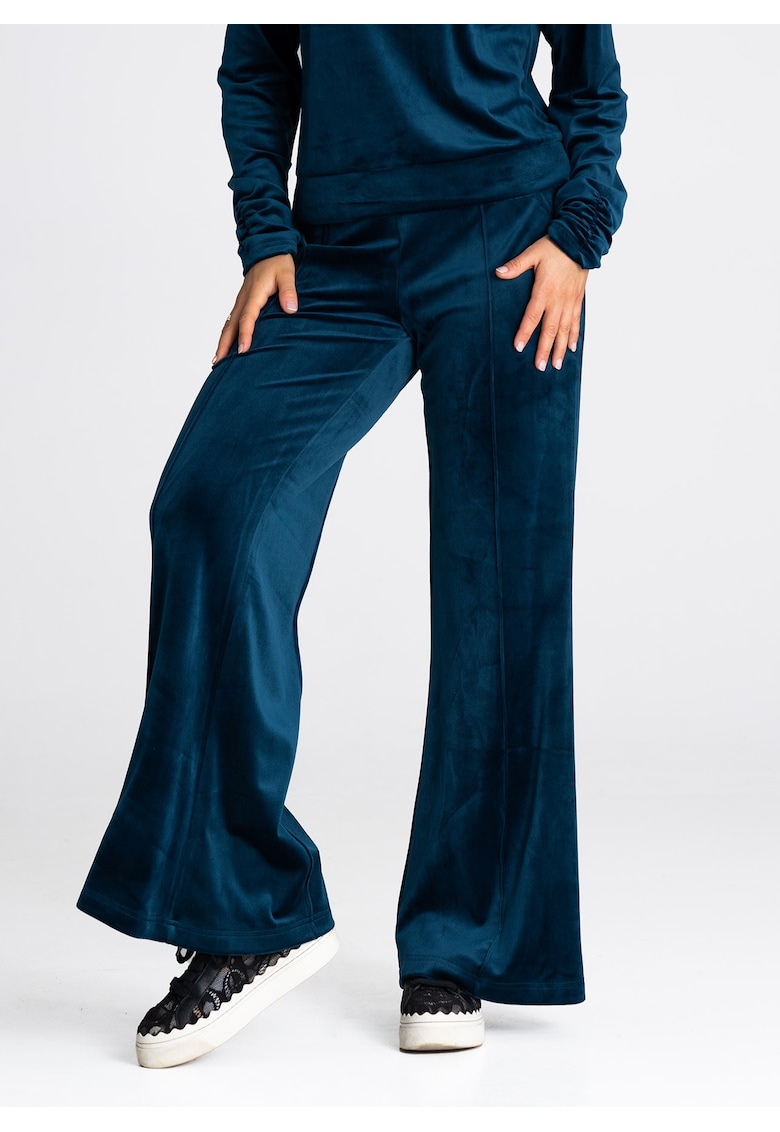 Pantaloni dama model M966 - largi - albastru - poliester/elastan