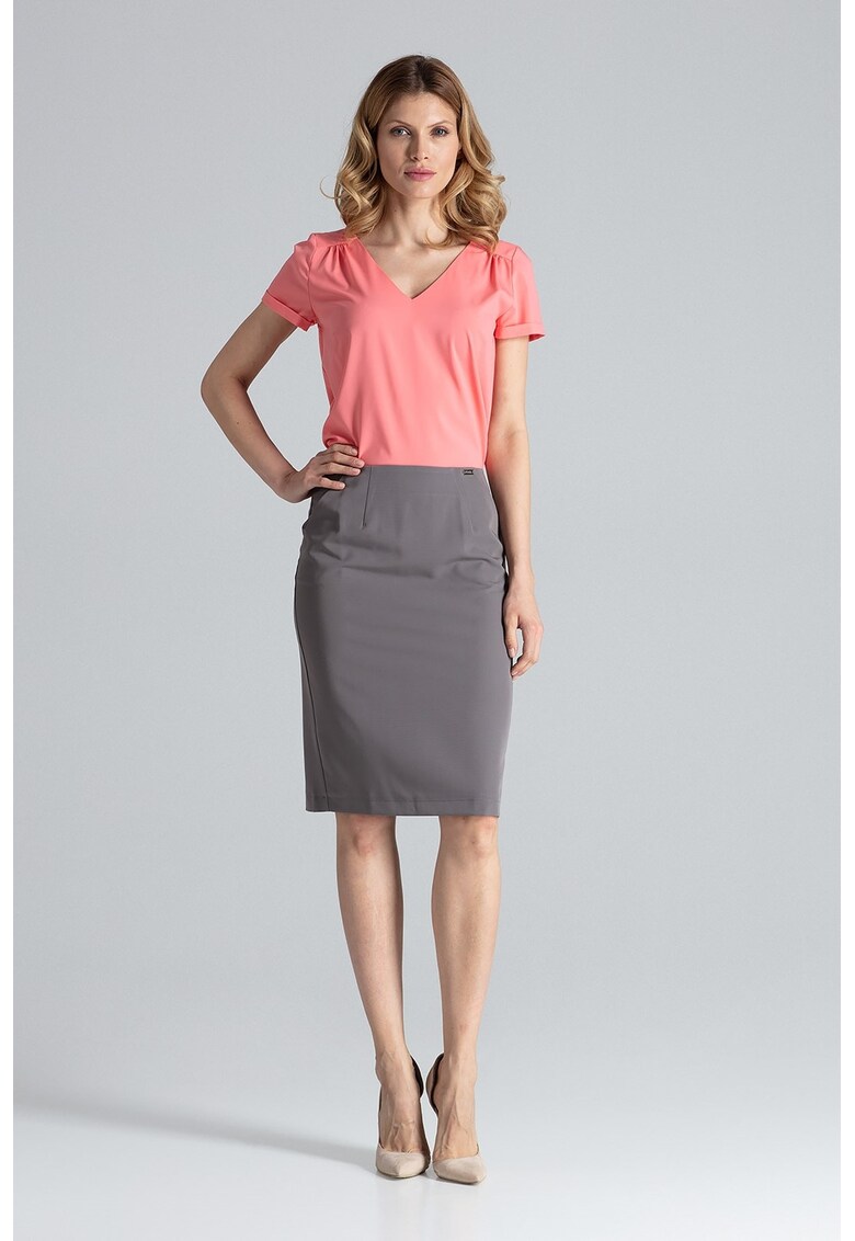 Fusta midi creion - gri - poliester