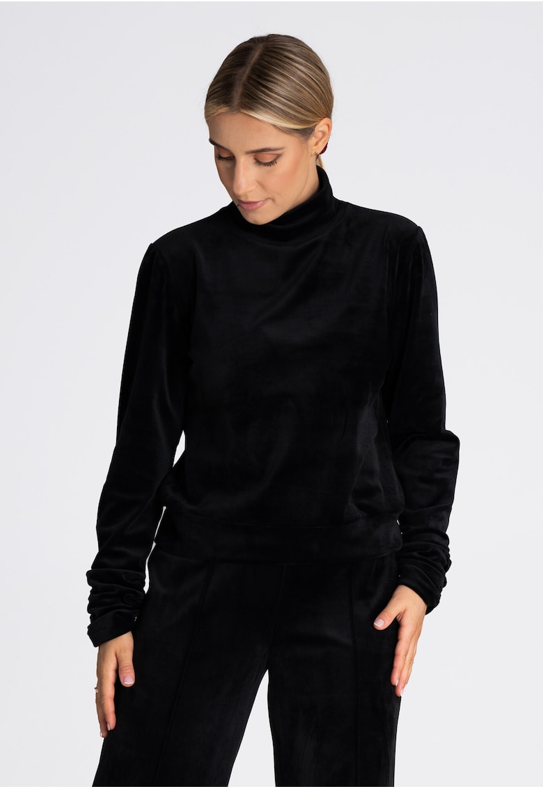 Hanorac dama M967 - negru - aspect catifea - poliester