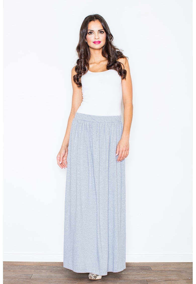 Fusta maxi eleganta - gri - bumbac - pentru vara