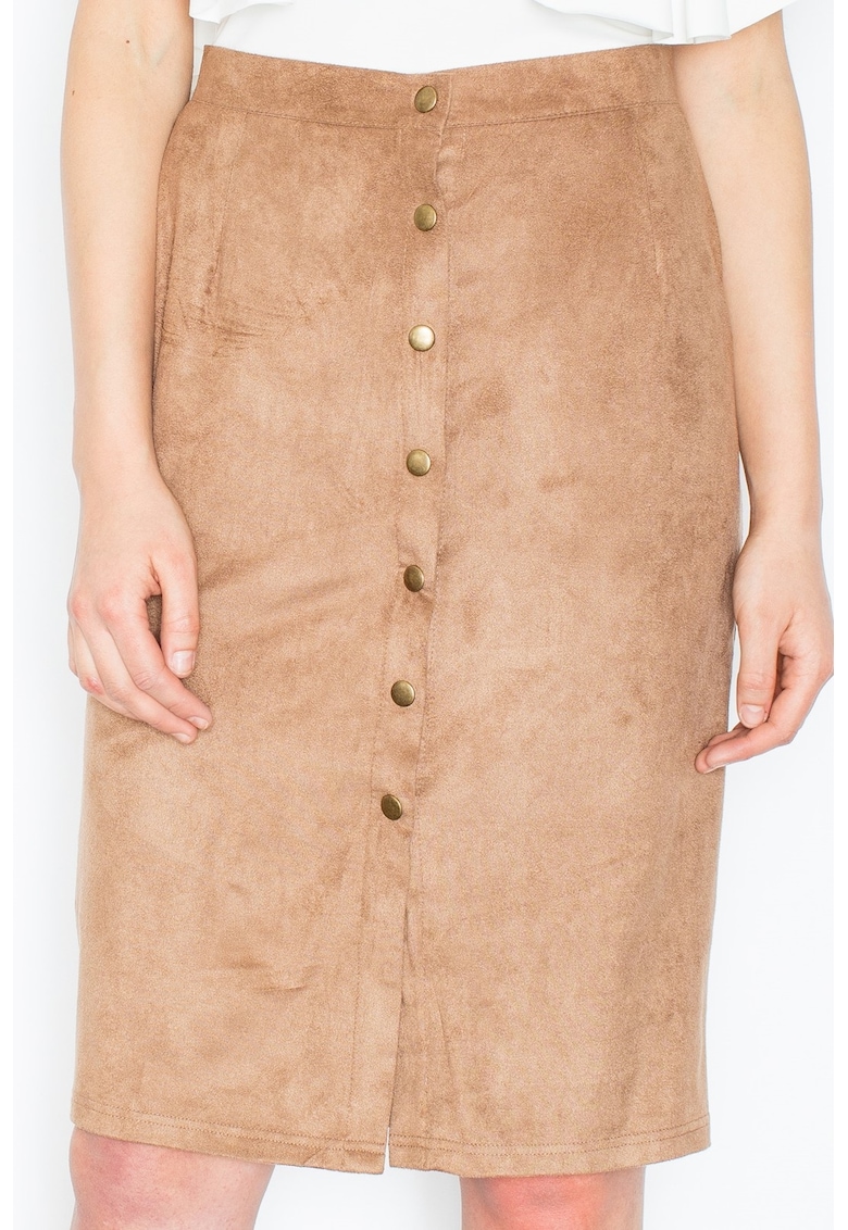 Fusta bej - cu nasturi - poliester -