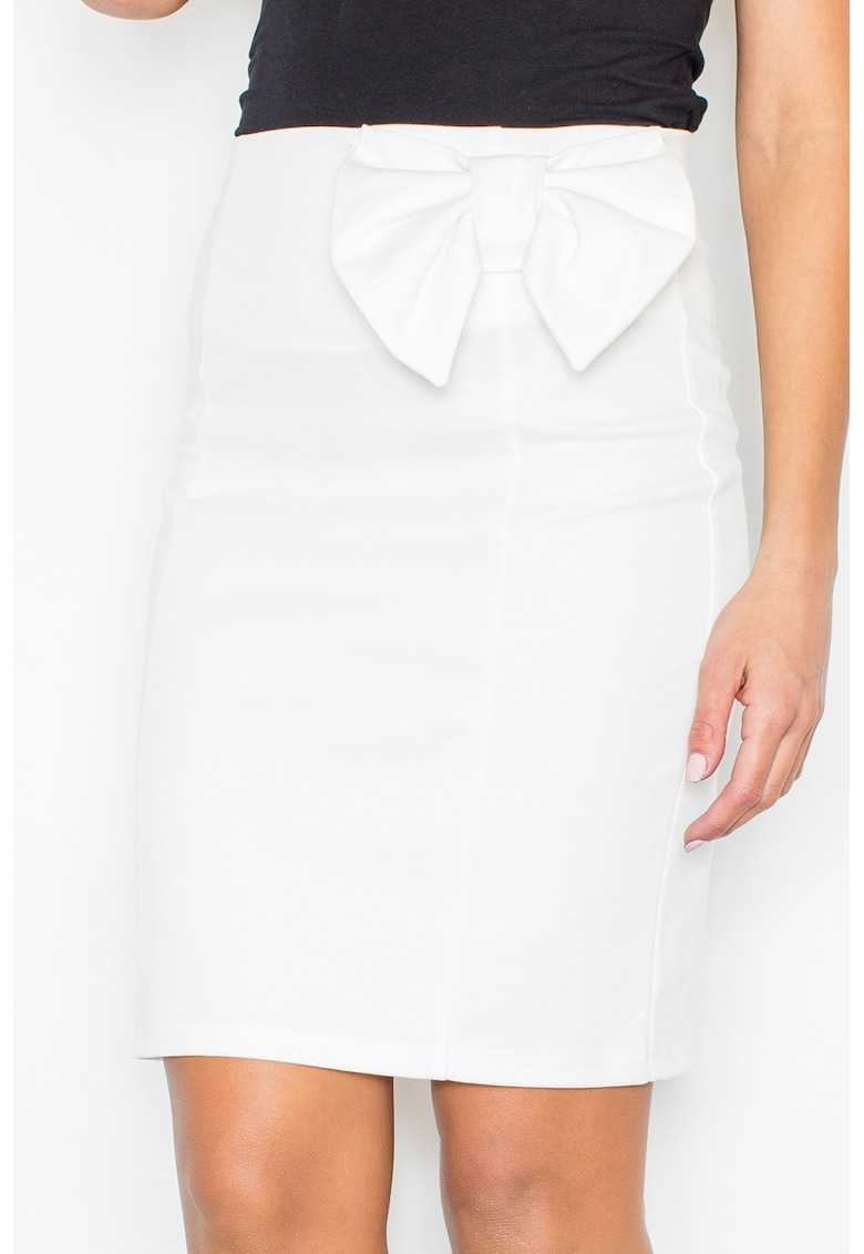 Fusta mini M080 - ecru - poliester - cu funda