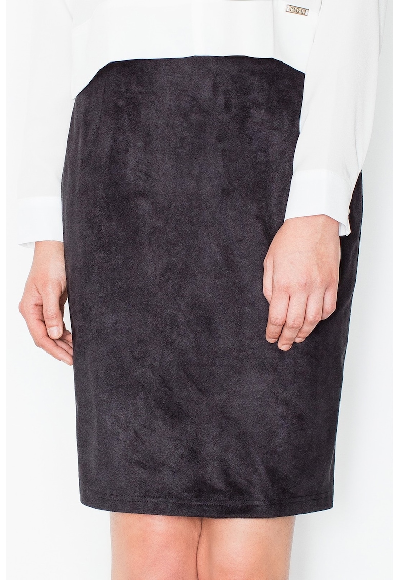 Fusta midi neagra - poliester - croiala creion - elastica