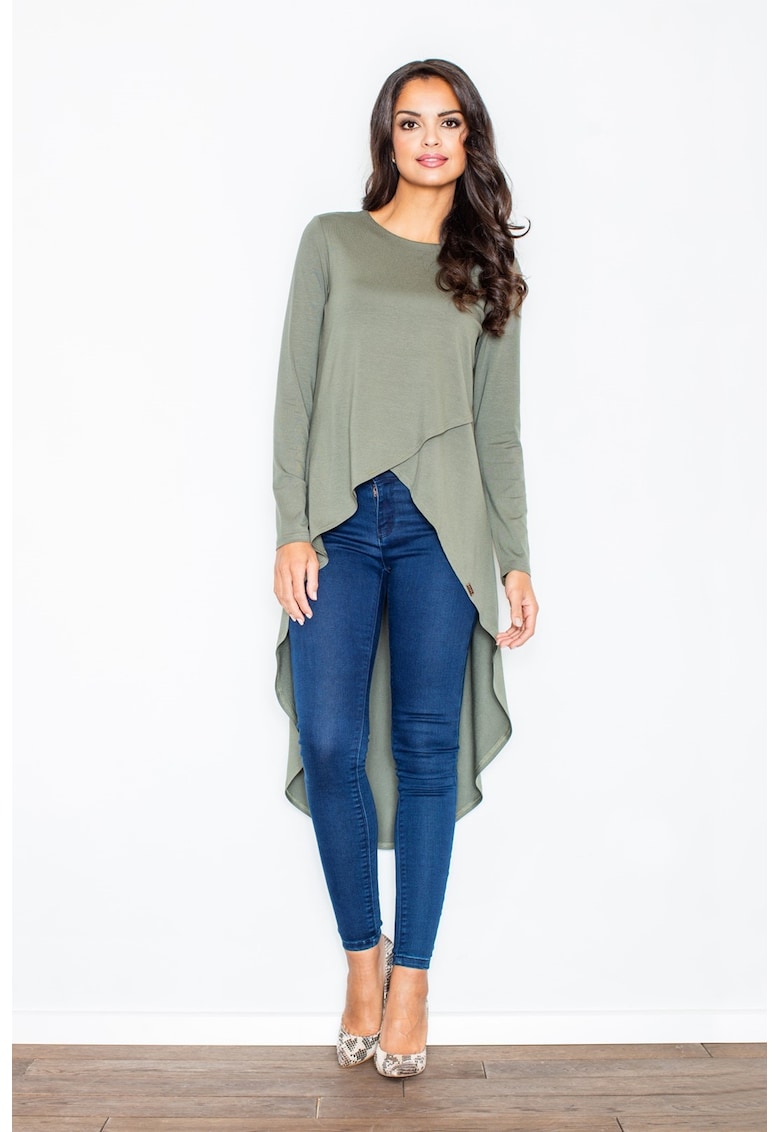 Bluza dama asimetrica - Viscoza/Elastan - Masliniu