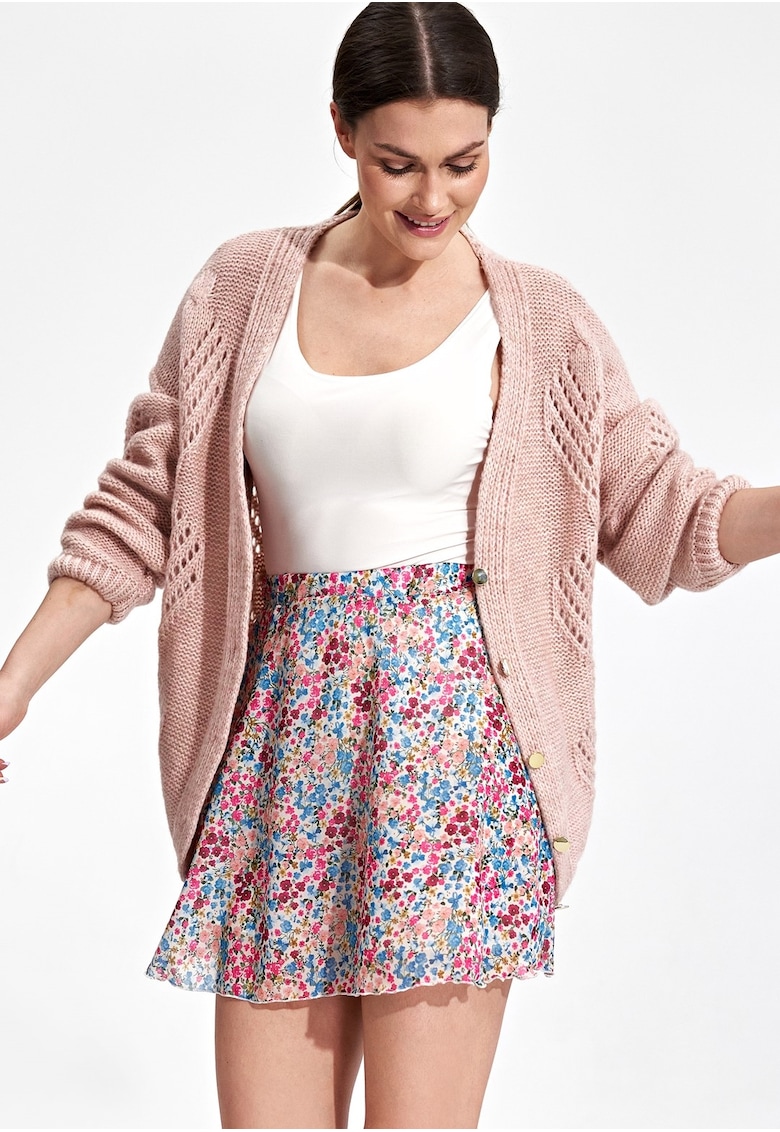 Fusta mini evazata model M878 - multicolor - din poliester