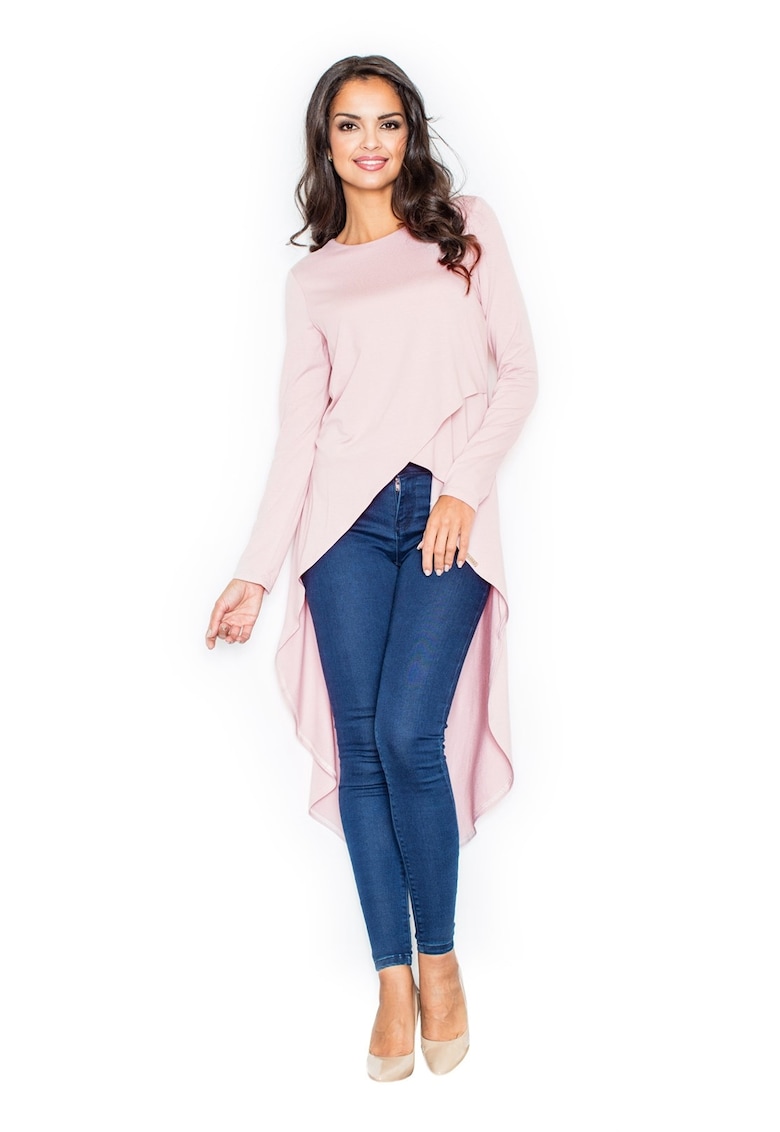 Bluza dama asimetrica - Viscoza/Elastan - Roz