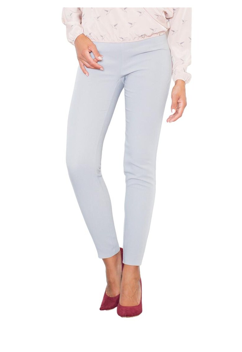 Pantaloni dama M328 - talie inalta - gri - poliester - elastan - viscoza