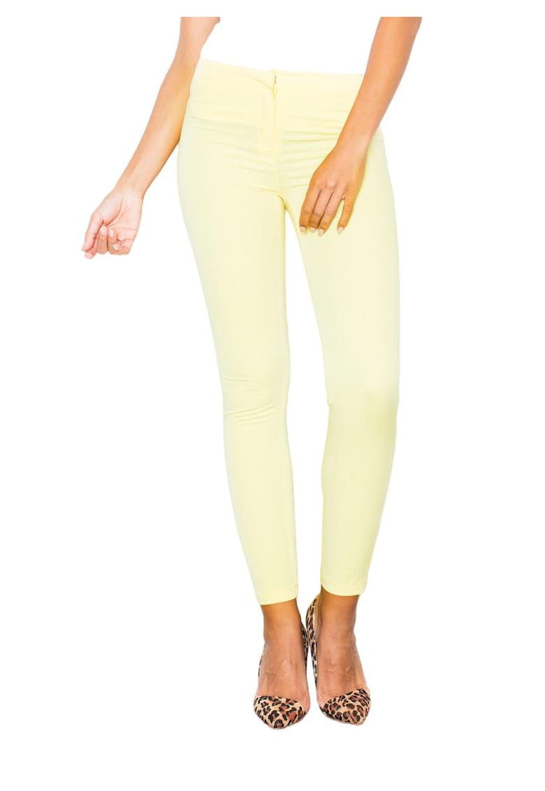 Pantaloni dama - M293 - galbeni - poliester si viscoza