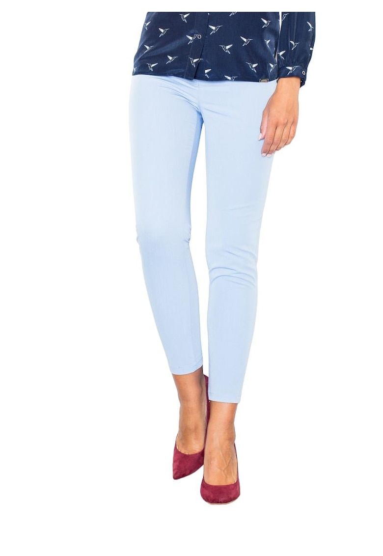 Pantaloni dama - eleganti - albastru - poliester/viscoza -
