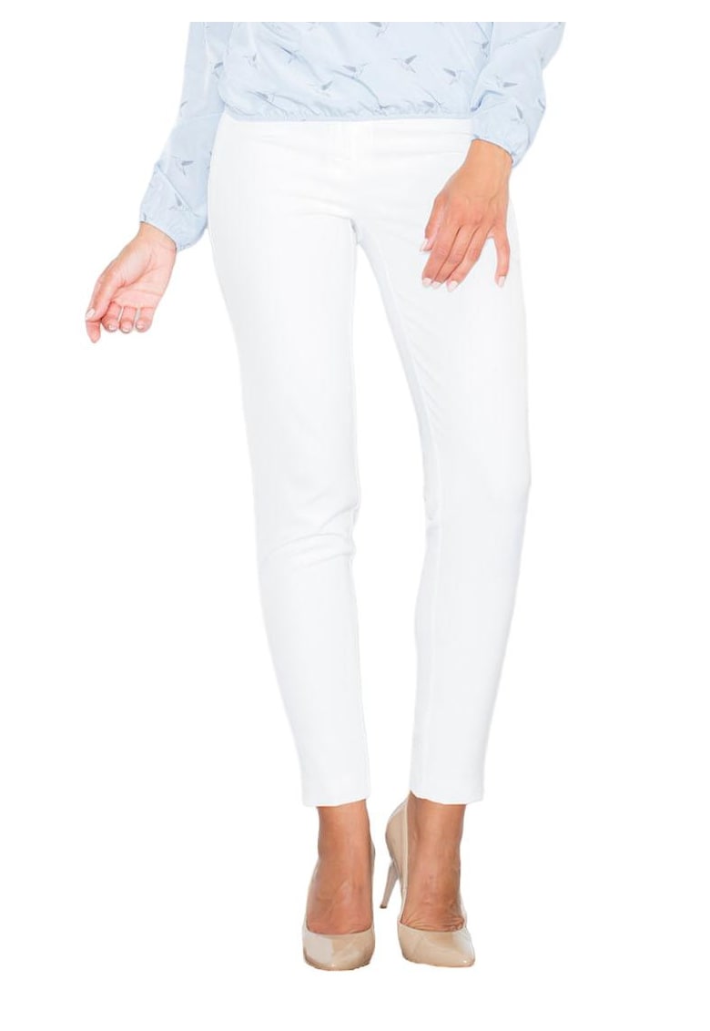 Pantaloni dama - M377 - alb - poliester si elastan