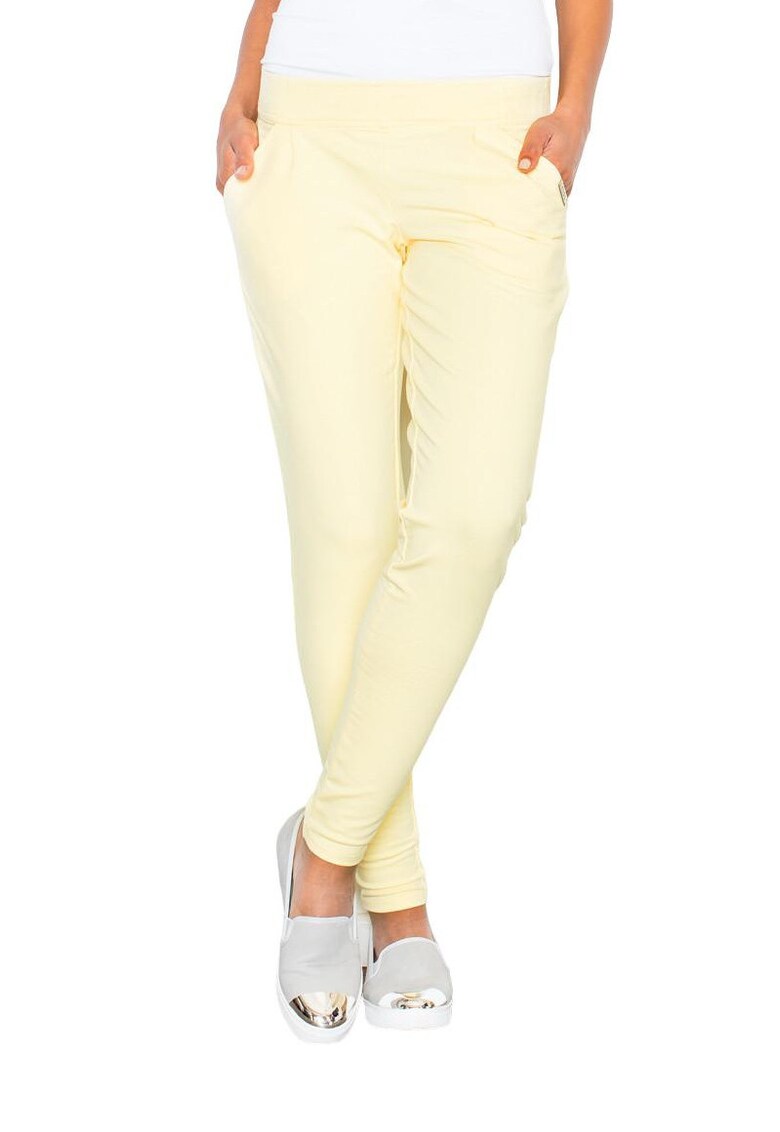 Pantaloni dama - M305 - galben - bumbac/poliester -