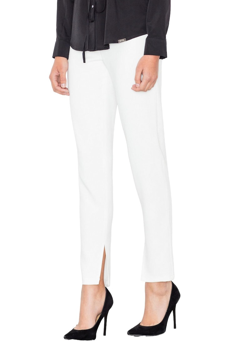 Pantaloni dama M474 - elastici - talie inalta - alb - poliester/elastan/viscoza -