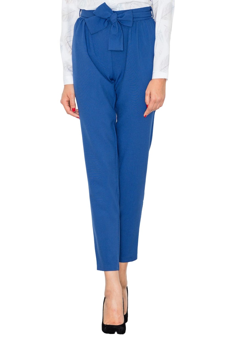 Pantaloni dama M523 - bleumarin - poliester - skinny - cu talie elastica