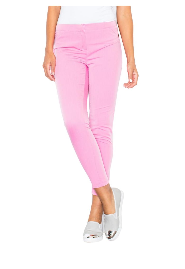 Pantaloni dama - M293 - roz - poliester si viscoza -