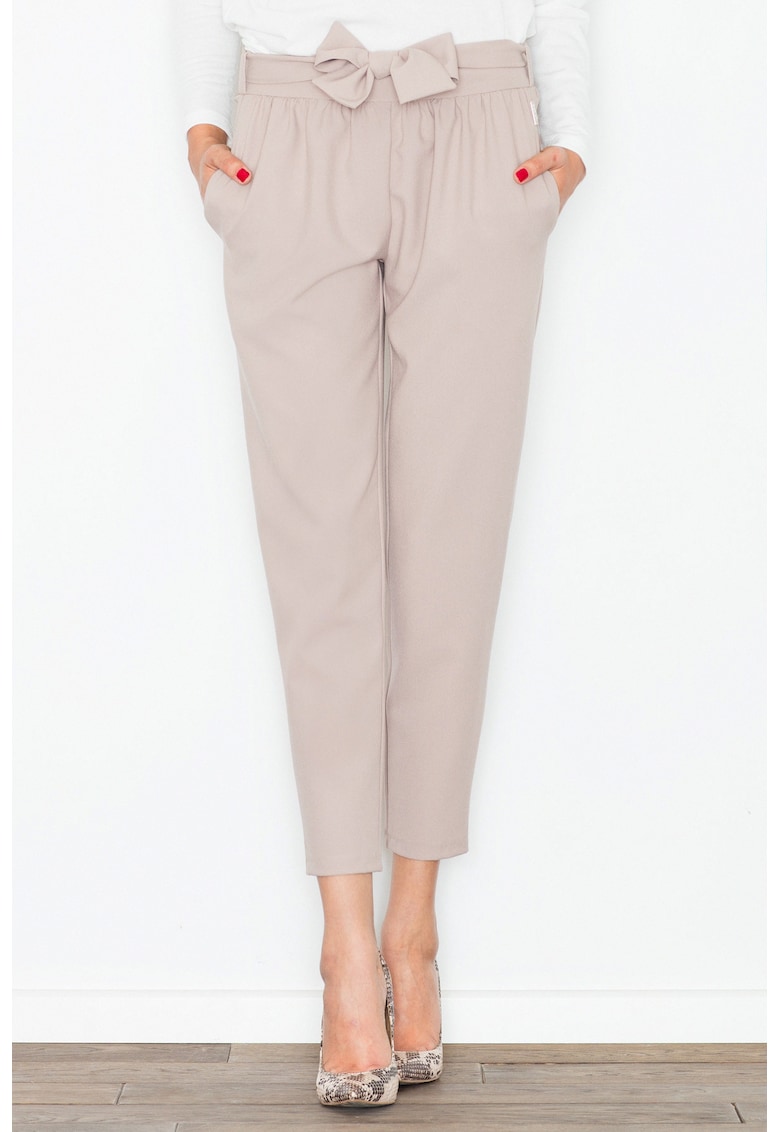 Pantaloni skinny dama - bej - poliester -