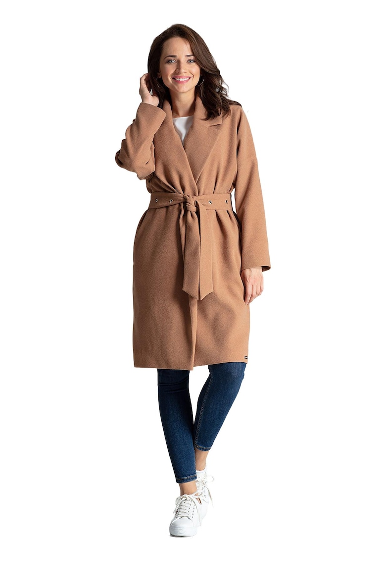 Palton dama L054 - Acril/Poliester - Maro -