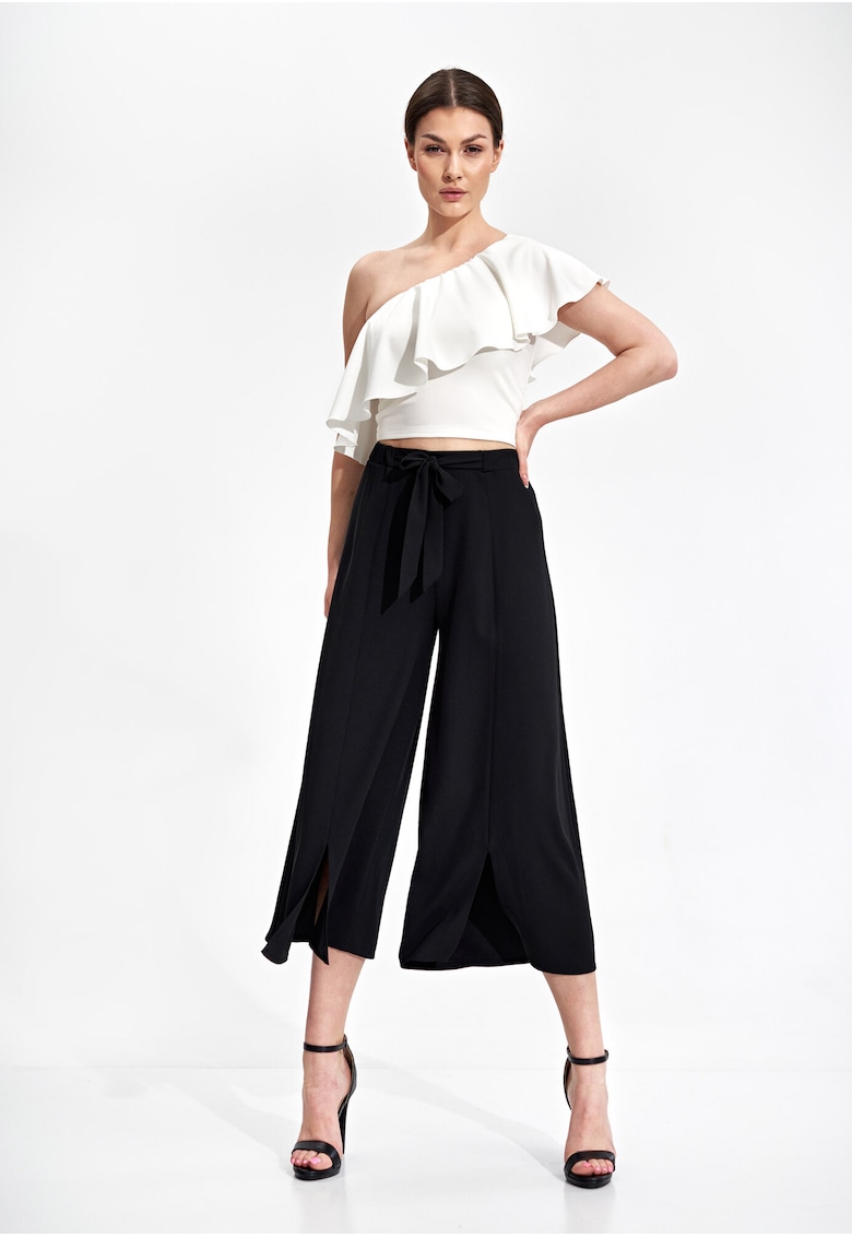 Top dama -  Poliester/Elastan - Cu volane - Alb -