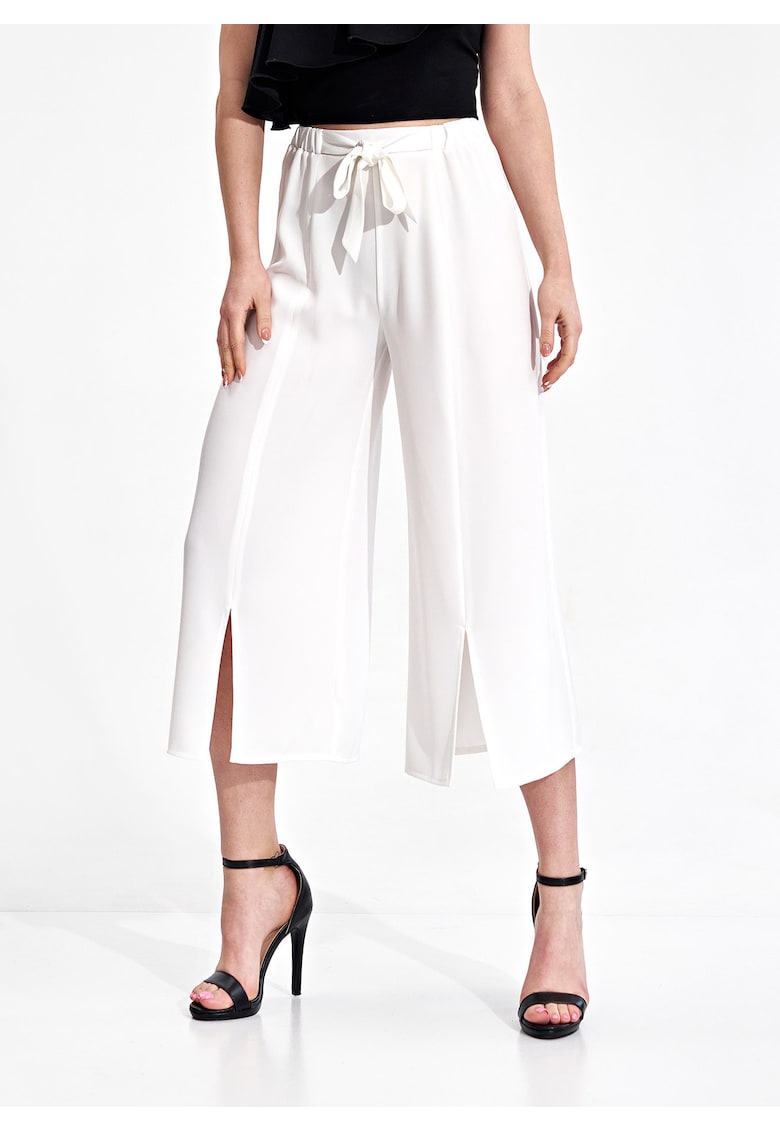 Pantaloni dama M860 - alb - poliester - croiala lejera - confortabili -