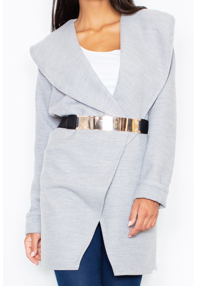 Palton dama M407 - Poliester/Viscoza - Gri -